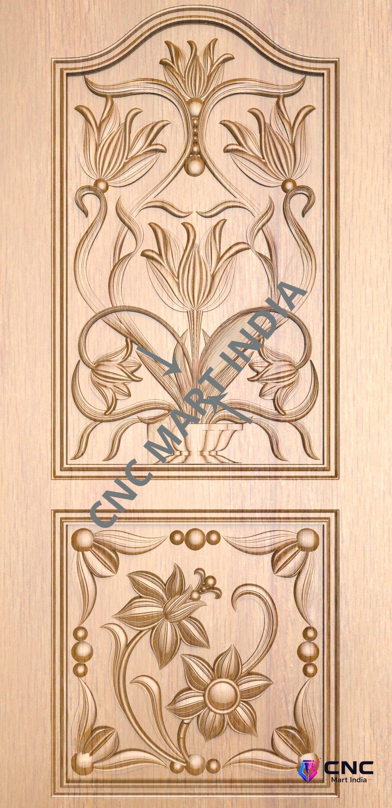Arch - ARCH-01 Floral Elegance Traditional Carved Wooden Door Design